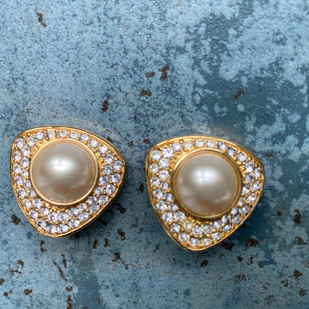 DSC (Daniel Swarovski Company) Rhinestone & Faux Pearl Earrings
